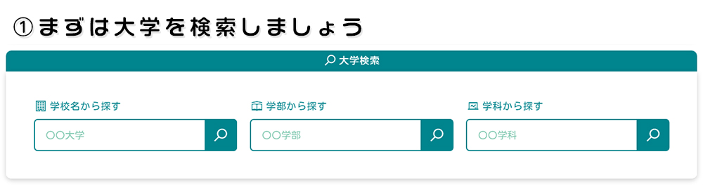 まずは大学を検索